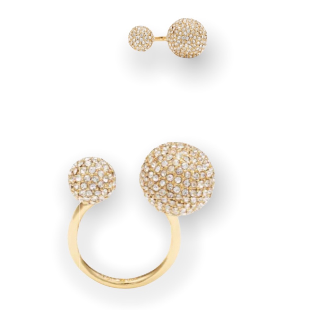 Kate Spade 12K gold plated Ring it Up Pave Ring Size 5.5
